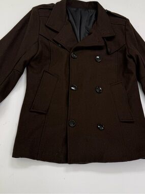 Men's Double-Breasted Brown Peacoat - Tailored Wool Blend